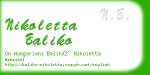 nikoletta baliko business card
